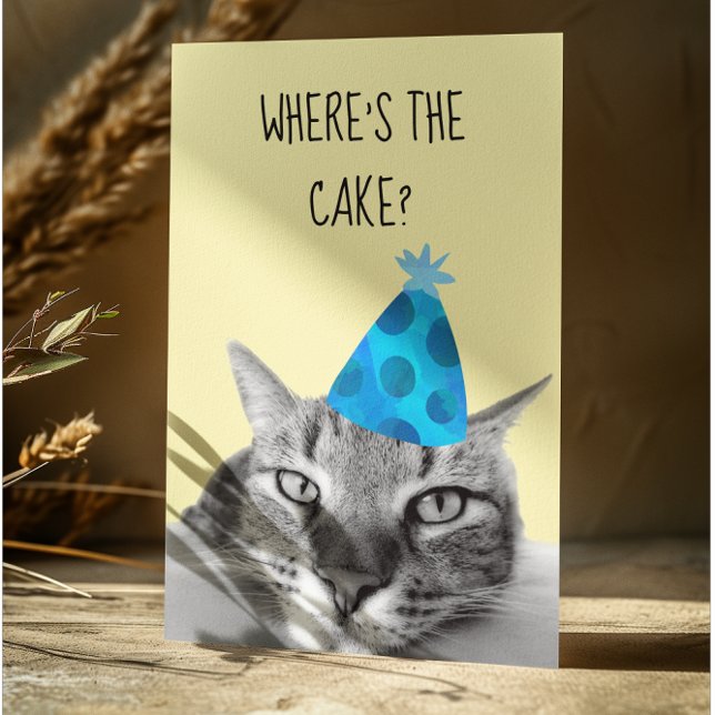 Tarjeta de cumpleaños divertida para el gato dónde (Subido por el creador)