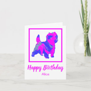 Tarjeta de cumpleaños divertida para el perro rosa