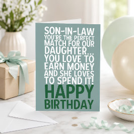 Tarjeta de cumpleaños divertida para el yerno con