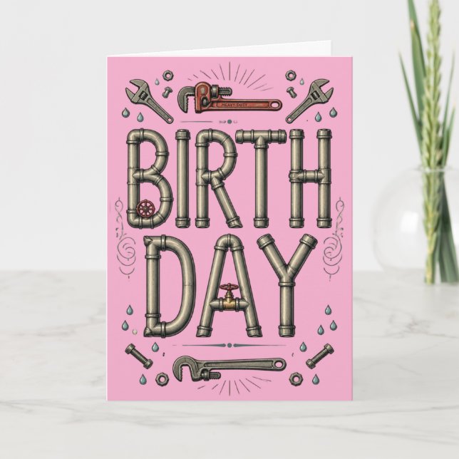 Tarjeta de cumpleaños divertida para fontanero con (Anverso)