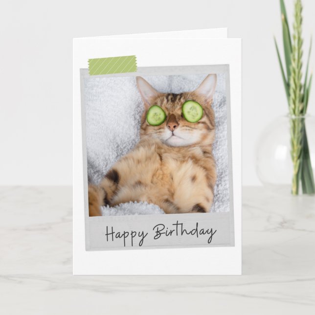 Tarjeta de cumpleaños divertida para gato (Anverso)