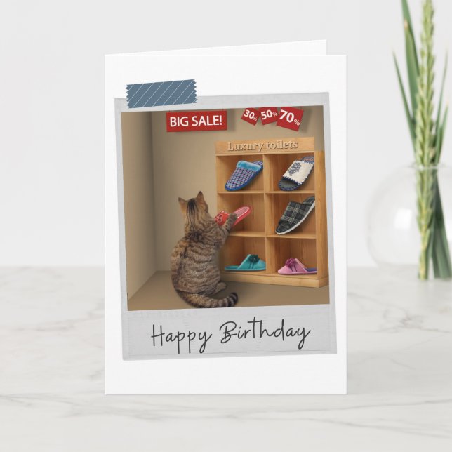 Tarjeta de cumpleaños divertida para gatos de aseo (Anverso)
