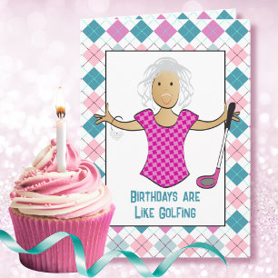 Tarjeta de Cumpleaños Divertida para Golfista Feme