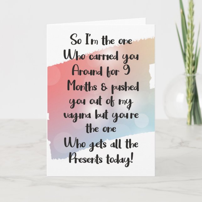 Tarjeta de Cumpleaños Divertida para Hijo o Hija (Anverso)