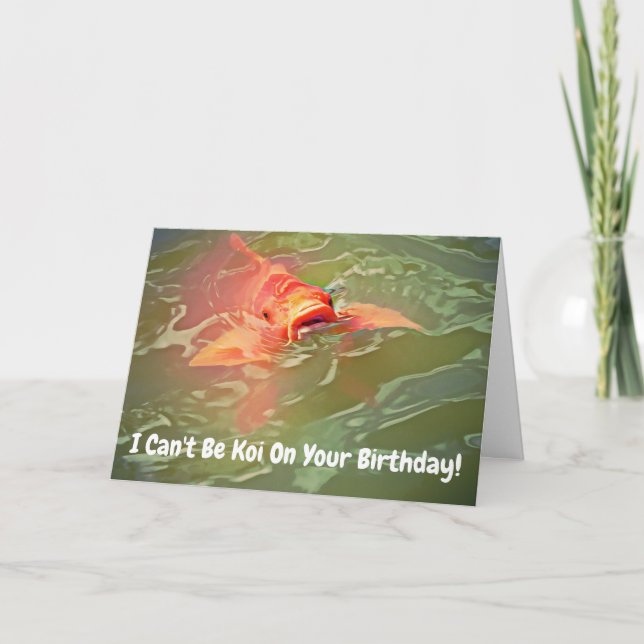 Tarjeta de cumpleaños divertida para Koi Fish (Anverso)