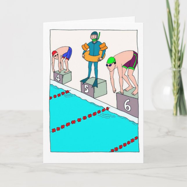 Tarjeta de cumpleaños divertida para nadador de no (Anverso)