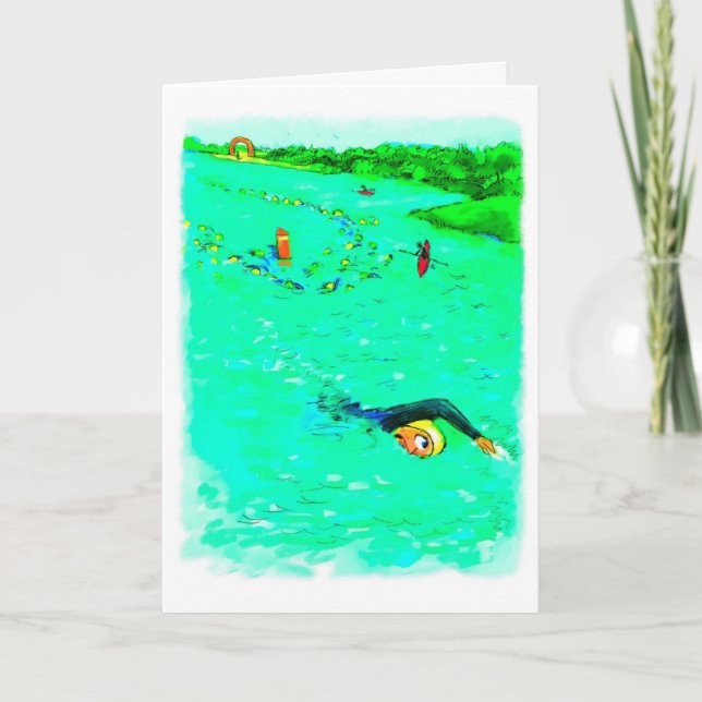 Tarjeta de cumpleaños divertida para nadador - Por (Anverso)