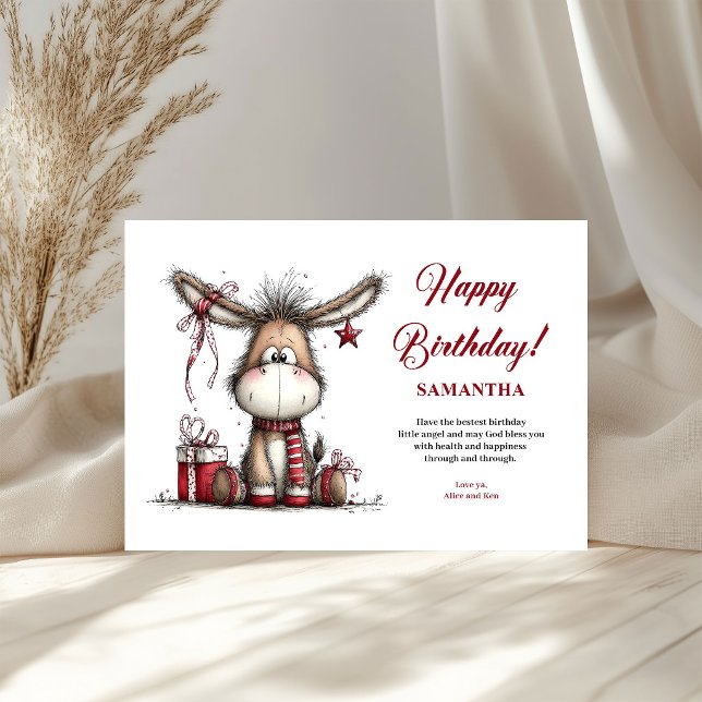 Tarjeta de cumpleaños divertida para niños con nom (Happy Birthday Funny Animals Custom Name kids greeting card)