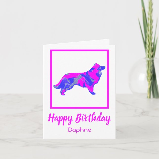 Tarjeta de cumpleaños divertida para perro collie  (Anverso)