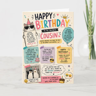 Tarjeta de cumpleaños divertida para primo, colori