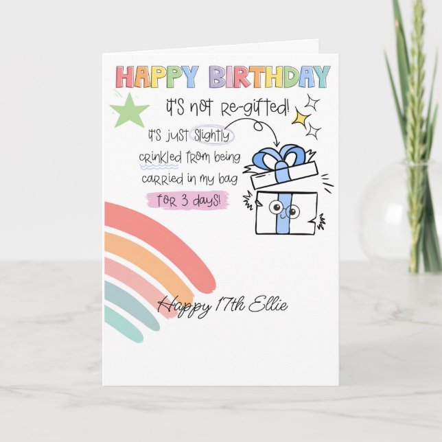 Tarjeta de cumpleaños divertida para regalo en bru (Anverso)
