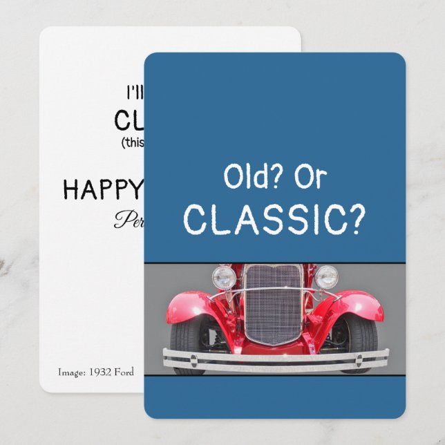 Tarjeta de cumpleaños divertida para un clásico Fo (Anverso / Reverso)
