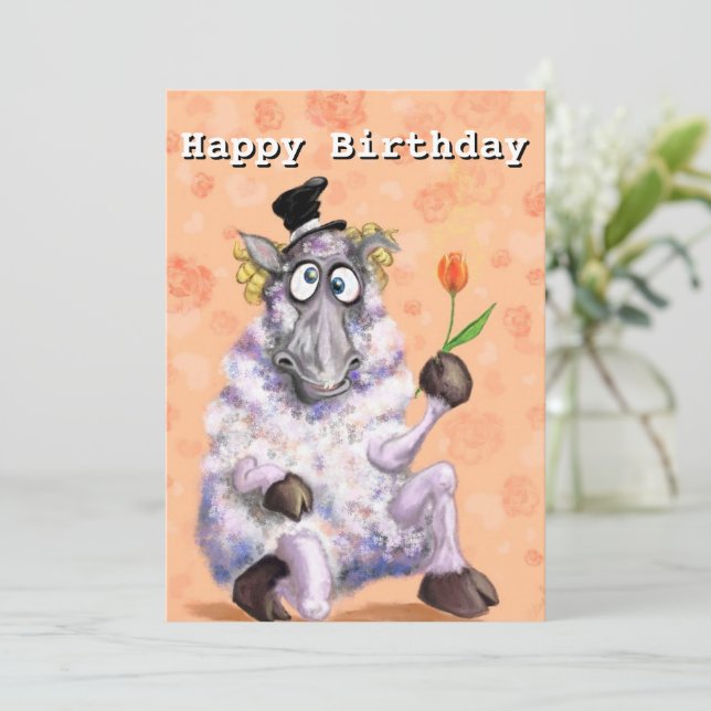Tarjeta de cumpleaños divertida Ram romántica con  (Anverso de pie)
