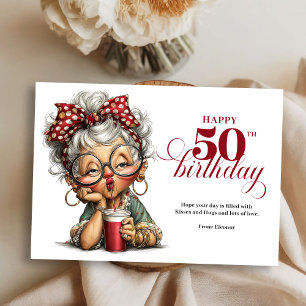 Tarjeta de Cumpleaños Divertida Señora 50 Años Hum