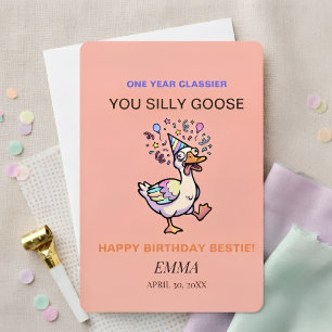 Tarjeta de Cumpleaños Divertida Silly Goose Un Año