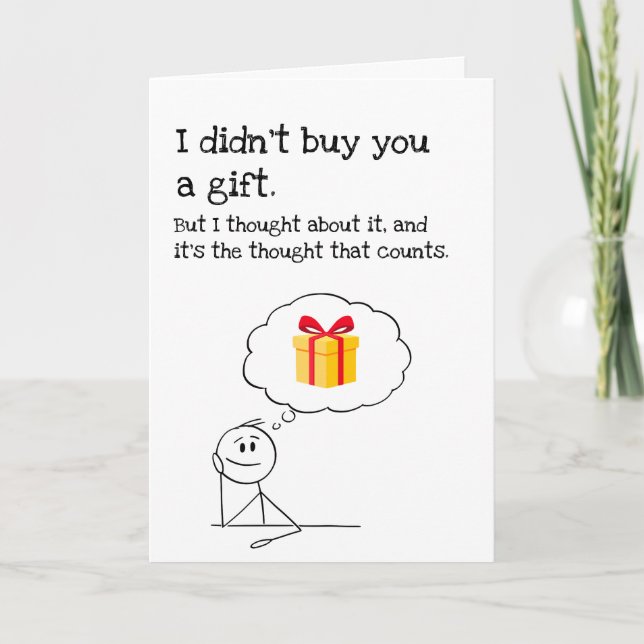 Tarjeta de cumpleaños divertida sin regalo (Anverso)