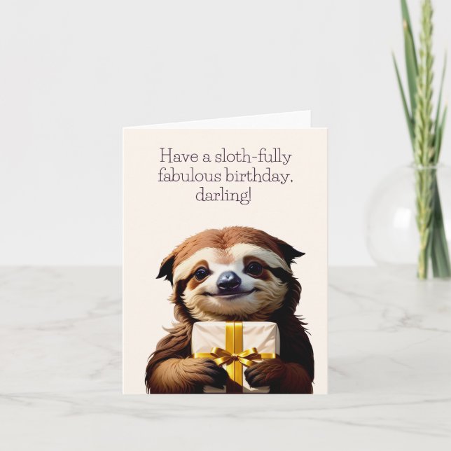 Tarjeta de cumpleaños divertida Sloth (Anverso)
