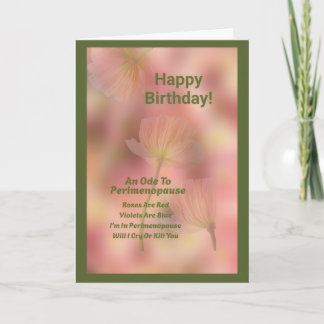 Tarjeta de cumpleaños divertida sobre perimenopaus