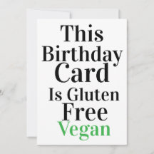 Tarjeta de cumpleaños divertida vegana sin gluten