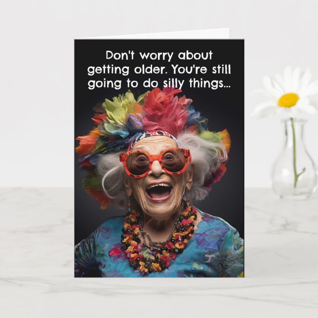 Tarjeta de cumpleaños divertida vejez (Planta pequeña)