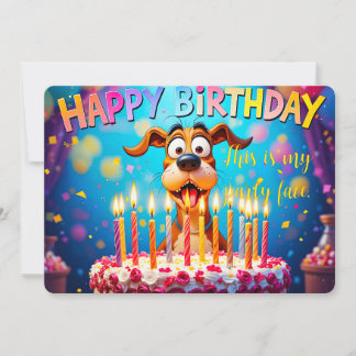Tarjeta de cumpleaños divertida y caótica con perr