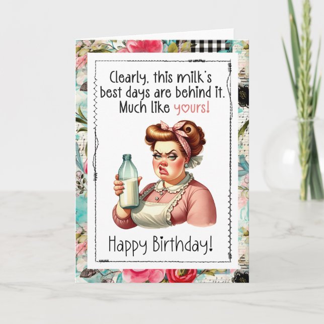 Tarjeta de cumpleaños divertida y sarcástica: Mejo (Anverso)