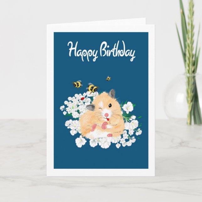 Tarjeta de cumpleaños - Divertido Hamster (Anverso)
