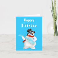 Tarjeta de cumpleaños divertido muñeco de nieve mu