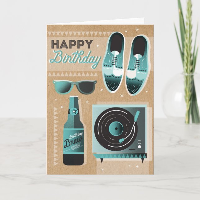 Tarjeta de cumpleaños doblada Birthday Brew (Anverso)