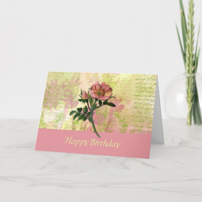 Tarjeta de cumpleaños Dog Rosa (Anverso)