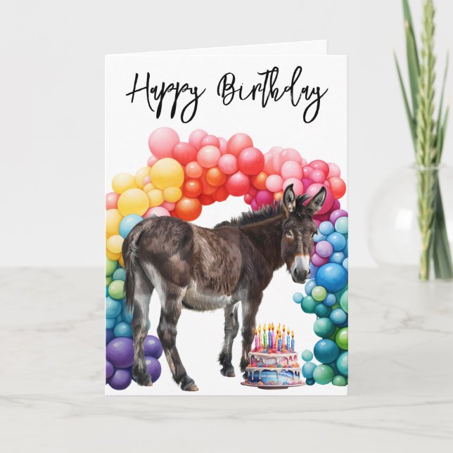 Tarjeta de cumpleaños Donkey Cute (Anverso)