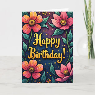 Tarjeta de cumpleaños dorada a rayas