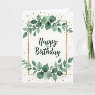 Tarjeta de cumpleaños dorada esmeralda