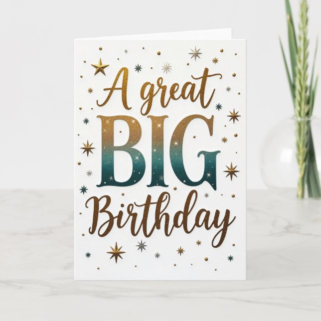 Tarjeta de cumpleaños dorada grande (Anverso)