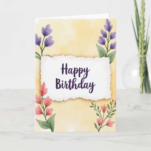 Tarjeta de cumpleaños dorada iluminada por el sol (Anverso)