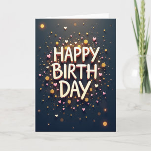 Tarjeta de cumpleaños dorada jubilosa