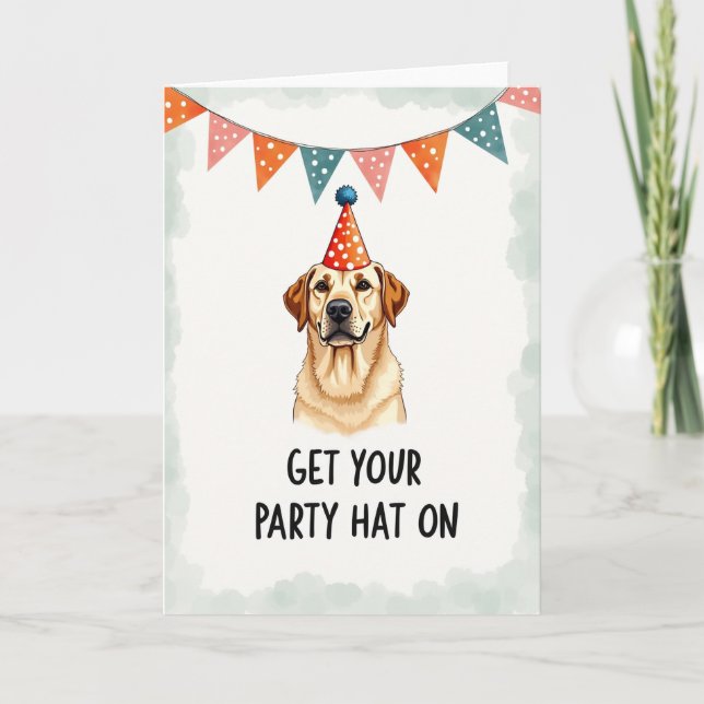 Tarjeta de cumpleaños dorada para perro (Anverso)