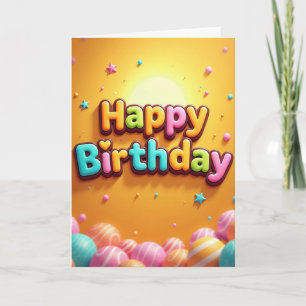 Tarjeta de cumpleaños dorada vibrante