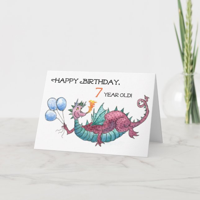 Tarjeta de cumpleaños Dragon 7th Birthday (Anverso)