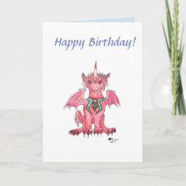Tarjeta de cumpleaños Dragon Unicorn Pegasus Red F