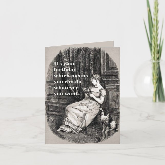 Tarjeta de cumpleaños dramática para la dama de Vi (Anverso)