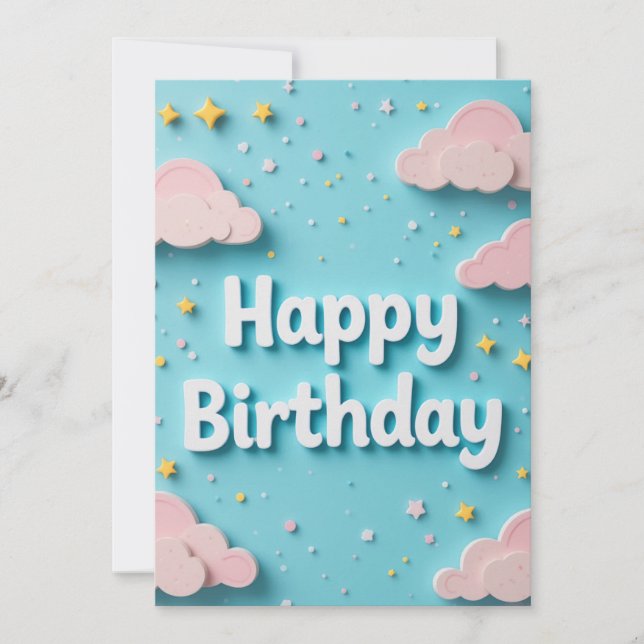Tarjeta de cumpleaños Dreamy Clouds (Anverso)