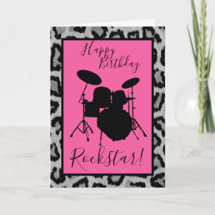 Tarjeta de cumpleaños Drummer Chica de música Rock