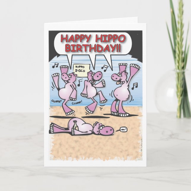 Tarjeta de cumpleaños Drunken Hippos (Anverso)