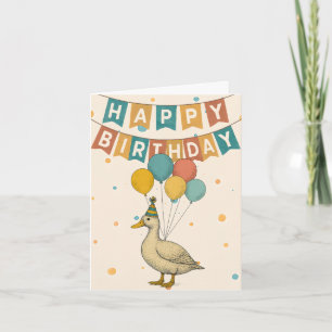 Tarjeta de cumpleaños Duck - Animal caprichoso con