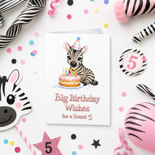 Tarjeta de cumpleaños dulce 5 Cebra linda