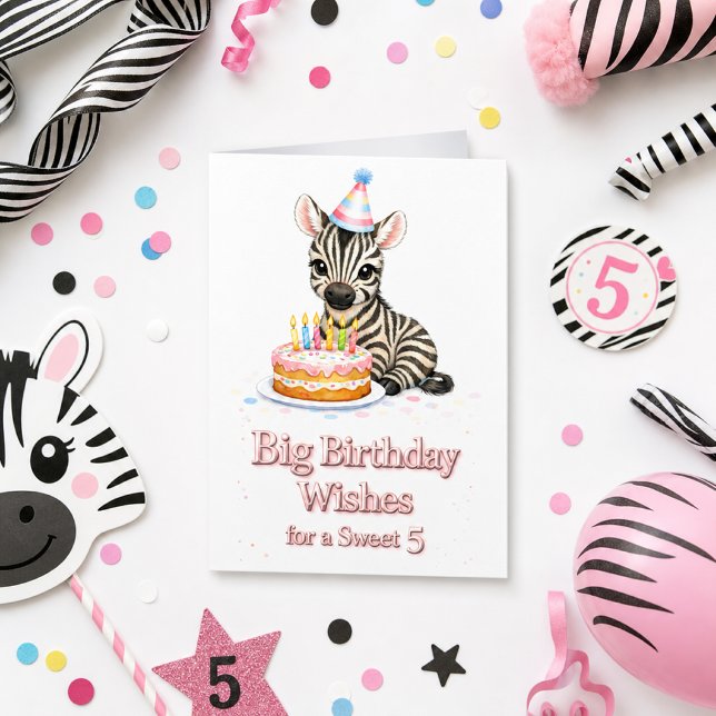 Tarjeta de cumpleaños dulce 5 Cebra linda (Subido por el creador)