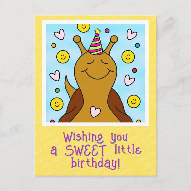 Tarjeta de cumpleaños dulce caracol adorable (Anverso)