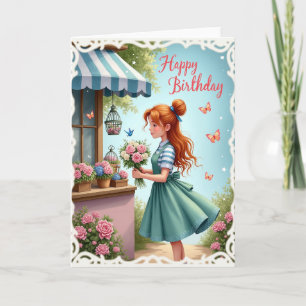 Tarjeta de cumpleaños dulce con borde de encaje