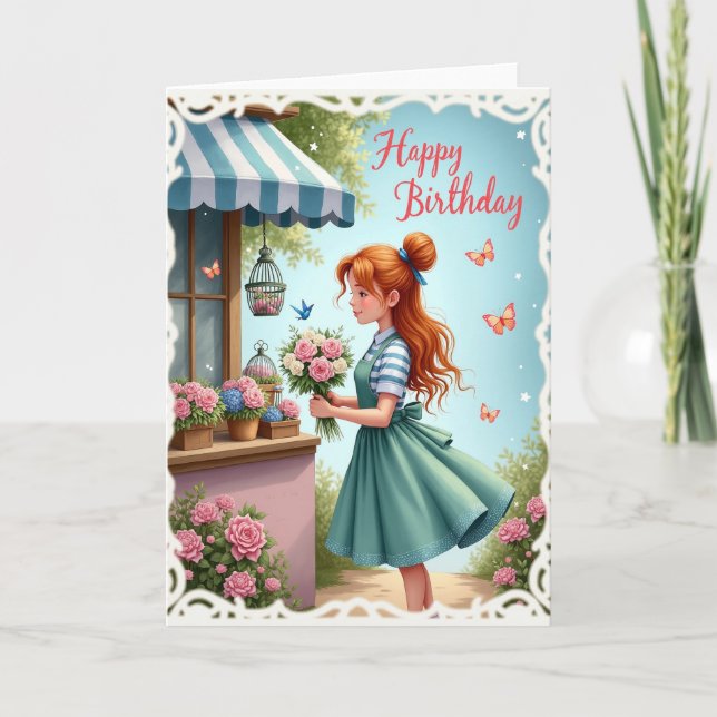 Tarjeta de cumpleaños dulce con borde de encaje (Anverso)